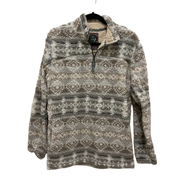 Cabin Fever by Ramatex Gray & Brown Sherpa Pullover Sweater - Picture 1 of 6